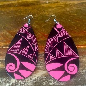 Aztec Pink and Black Earrings